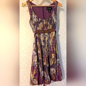 Nicole Miller Collection Purple & Gold Mini Dress‎ Sz.0